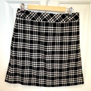 JCrew black and white wool mini skirt, size 8 NWT